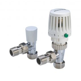 Honeywell VTL120-15A Valencia 15mm Thermostatic Radaiator Valve, Angled Body & Lockshield