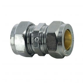 Compression Chrome Plated Straight Coupling 35mm