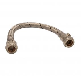 Flexible Tap Connector with ISO Valve 15mm x 15mm x 300mm Long (WRAS Approved)