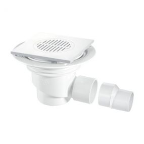 McAlpine Trapped 75mm Horizontal Outlet Gully White Square (For Tiled Floors)