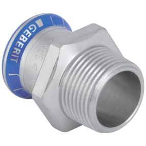 Geberit Mapress Stainless Steel Adaptor with Male Thread (15mm x 1/2 Inch)