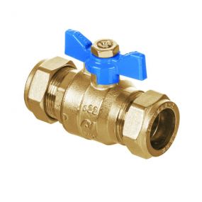 Altecnic 28mm Compression DZR  Intaball Ball Valve Blue Butterfly Handle