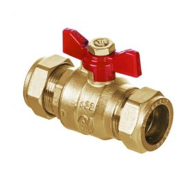 Altecnic 22mm Compression DZR  Intaball Ball Valve Red Butterfly Handle
