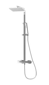 Intatec Mio Safe-Touch Dual Outlet Thermostatic Shower with Telescopic Riser Kit, Overhead Soaker and Handset (Square)