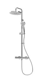 Intatec Enzo Dual Outlet Safe-Touch Thermostatic Shower with Telescopic Riser Kit, Overhead Soaker and Handset (Round)