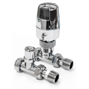 Intatec i-therm Straight thermostatic Radiator Valve with Locksheild (15mm) (Chrome)