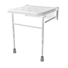 Wall Mounted Shower Seat with Legs (White)