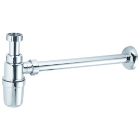 McAlpine Plastic Bottle Trap Waste Pipe and Wall Flange (1.1/4 Inch) (Chrome Plated)