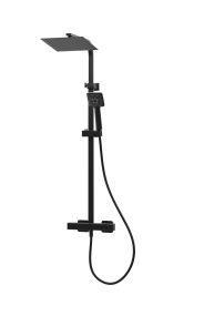 Intatec Mio Black Safe-Touch Dual Outlet Thermostatic Shower with Telescopic Riser Kit (Square)