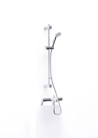 Intatec Enzo Thermostatic Bath Shower Mixer with Deck Mounting Legs, Flexible Riser Kit and Multifunction Handset (Round)