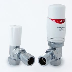 Drayton TRV4 White Angled Body and Lockshield (15mm)