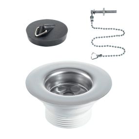 McAlpine Flange Sink Waste with Chain and Stay (1.1/4 Inch x 85mm) (Stainless Steel)