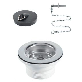 McAlpine Stainless Steel Flange Sink Waste with Chain and Stay (1.1/2 Inch x 85mm)