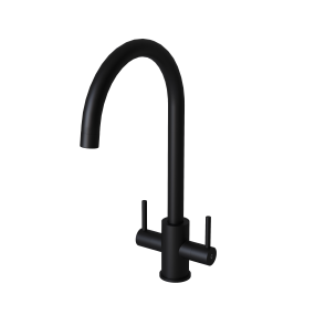ADRIA Twin Lever Kitchen Mixer Tap (Matt Black)