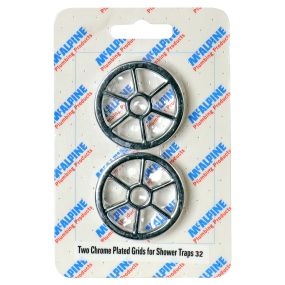 McAlpine Two Grids for Shower Traps (No. 32 Handipak) (Chrome Plated)
