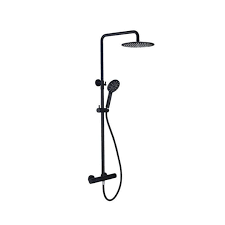 Nero Round Thermostatic Bar Shower With Sliding Handset and Drencher (Matt Black)