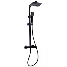 Nero Square Thermostatic Bar Shower With Sliding Handset and Drencher (Matt Black)