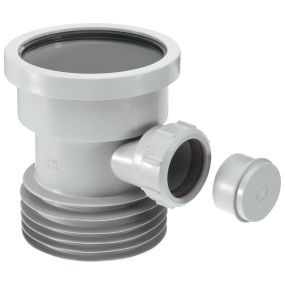 McAlpine Drain Connector with 'O' Seal Socket to Fit Pipe with 1.1/2Inch Universal Boss and Cap (110mm) (Grey)