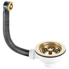 McAlpine Basket Strainer Waste with Gold Overflow