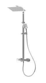 Intatec Mio Deluxe Safe-Touch Dual Outlet Thermostatic Shower with Telescopic Riser Kit (Square)