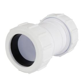 Plastic Compression Straight Coupling (40mm) (White)