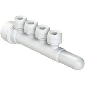 Polyplumb Enhanced 22mm 4 Port PIB Singlesided Manifold White Socket To Spigot