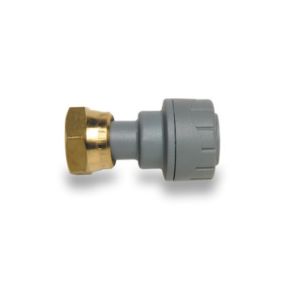 Polyplumb Enhanced Straight Tap Connector (Brass Connecting Nut) (Grey) (22mm x 3/4 Inch)