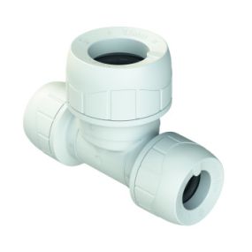 Polyplumb Enhanced 15mm x 15mm x 22mm Two End Reducing Tee White