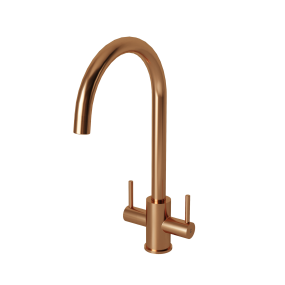 ADRIA Twin Lever Kitchen Mixer Tap (Brushed Copper)