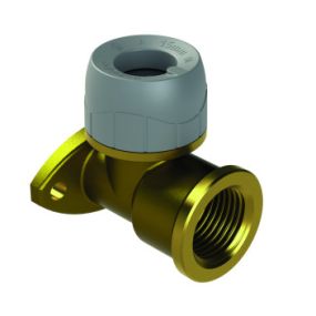 Polyplumb Enhanced 15mm x 1/2 Inch Brass Wall Plate Elbow