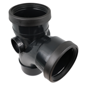 Masterflow 92 Deg Tee Double Socket Push Fit (110mm) (Black)
