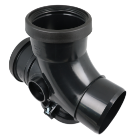 Masterflow 92 Deg Tee Double Socket Access Door Push Fit (110mm) (Black)