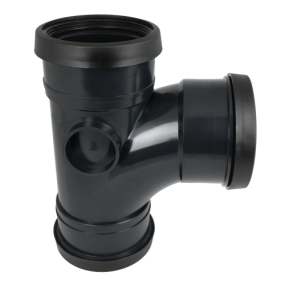 Masterflow 92 Deg Tee Triple Socket Push Fit (110mm) (Black)
