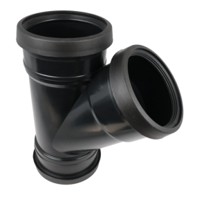 Masterflow 45 Deg Tee Triple Socket Push Fit (110mm) (Black)