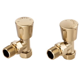 LeoNova Angled Round Manual Radiator Valve (15mm x 1/2 Inch BSP) (Brushed Brass)