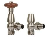 Traditional 15mm Angled TRV And Lockshield Brushed Nickel