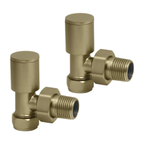 LeoNova Round Angled Manual Radiator Valves Pack (Brushed Brass)