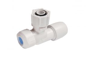 Hep2O Angled Service Valve with Hot/Cold Indicator Insert (15mm)