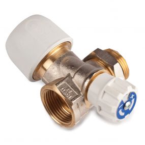 Hep2O 1 Port Valved Manifold Plated Brass (3/4 Inch BSP x 22mm Male x Female)
