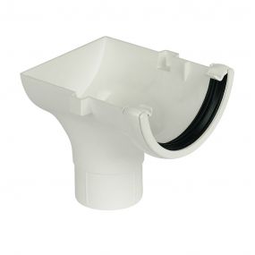Floplast  Stopend Outlet 112mm Half Round Gutter ( White )