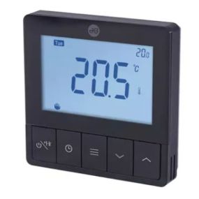 JG Speedfit Underfloor Controls Battery Controlled RF Programmable Room Thermostat (Black)