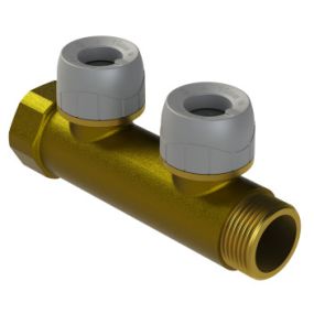 Polyplumb Enhanced 22mm 2 Port Brass Singlesided Unvalved Manifold