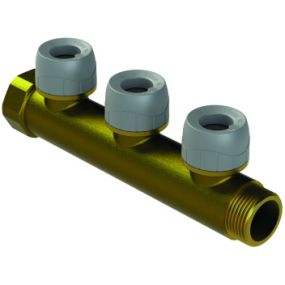 Polyplumb Enhanced 22mm 3 Port Brass Singlesided Unvalved Manifold