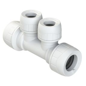 Polyplumb Enhanced 22mm 2 Port PIB Singlesided Manifold White