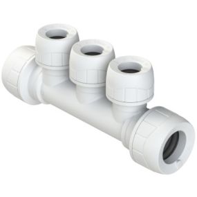 Polyplumb Enhanced 22mm 3 Port PIB Singlesided Manifold White