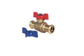 M' Profile WRAS Press Fitting 28mm Copper x 28mm Copper Butterfly T-BAR Ball Valve