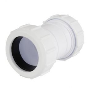 Plastic Compression 40mm Straight Coupling White