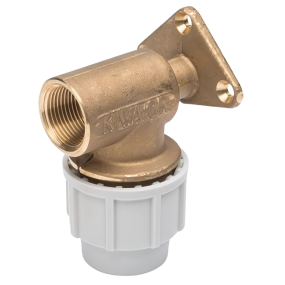 Plasson Plastic Compression Brass Wall Plate Elbow