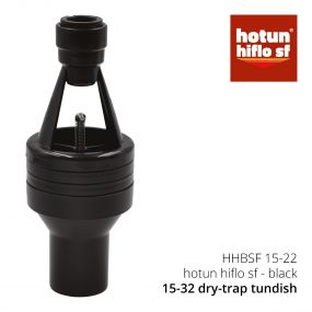 Hotun Hiflo Dry Trap Tundish 15mm JG Speedfit x 32mm Universal/Pushfit - Black HHBSF15-32