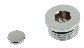Polished Chrome Rad Plug and Chrome Plastic Cap (1/2)